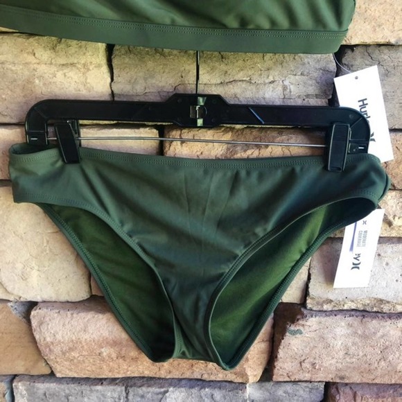 Hurley olive green white logo Bikini swimsuit NWT size Small - Picture 4 of 9